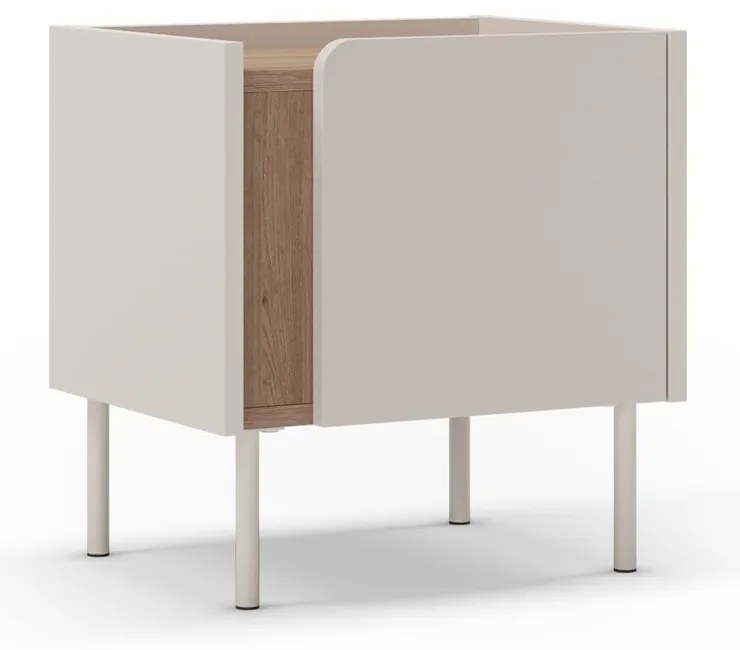 Кремаво/в естествен цвят нощно шкафче от декор от дъб Lucile – Marckeric