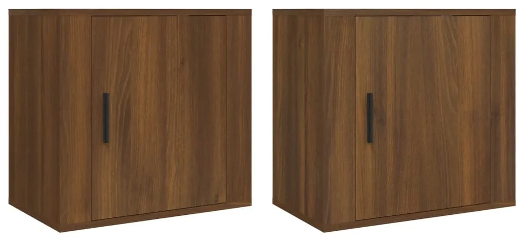 816879 vidaXL Нощни шкафчета за стенен монтаж, 2 бр, кафяв дъб, 50x30x47 см