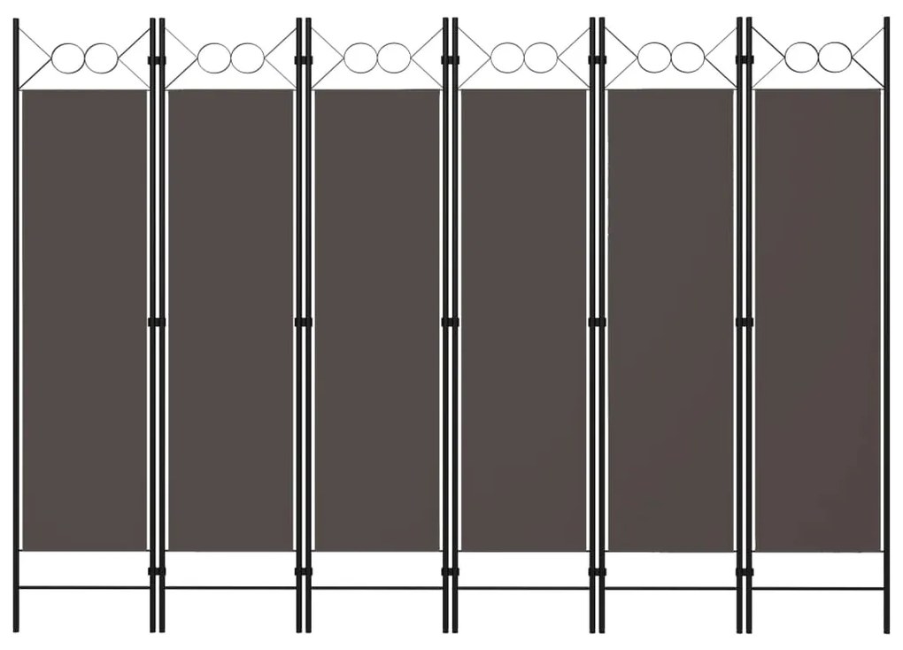 Sonata Параван за стая, 6 панела, антрацит, 240x180 cм