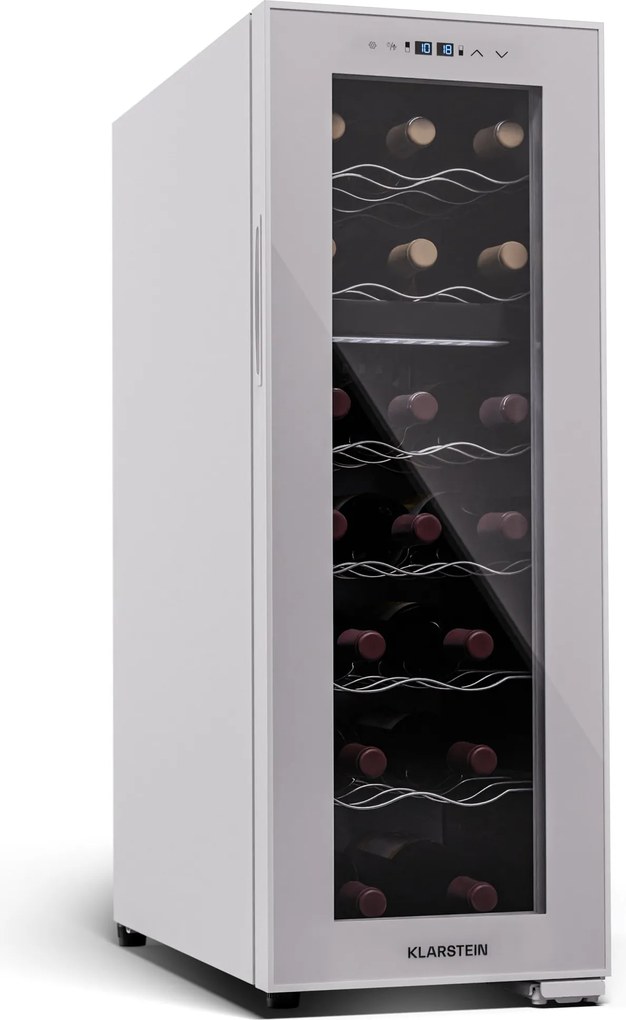 Klarstein Shiraz 18 Uno, охладител за вино, 2 зони, 53 л/18 бутилки, 5-18 / 5-18 °C, сензорно управление