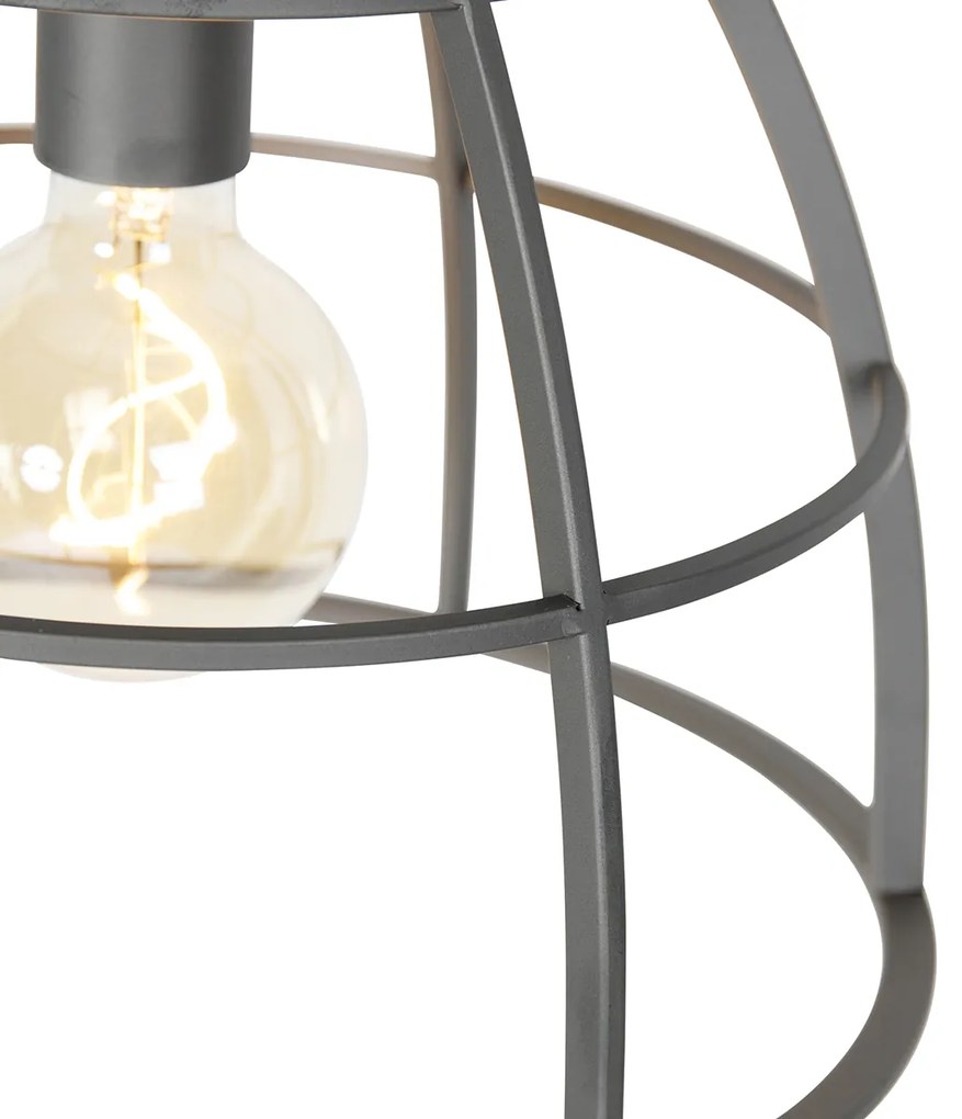 Индустриално висящо осветително тяло тъмно сиво с дърво 34 см - Arthur