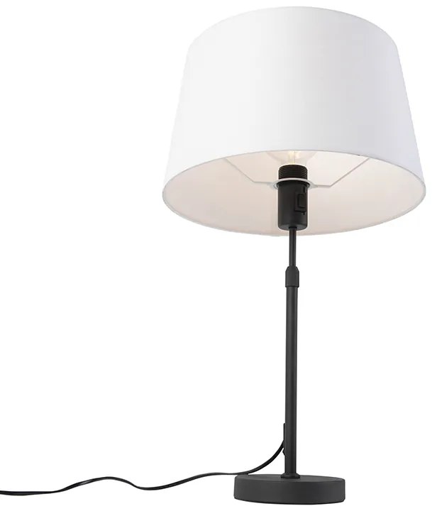Настолна лампа черна с бял ленен абажур 35 см регулируема - Parte