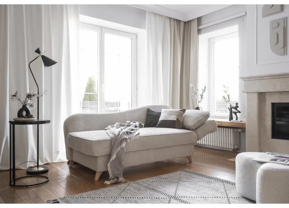 Бежов шезлонг от рипсено кадифе (десен ъгъл) Chic Charlotte – Miuform