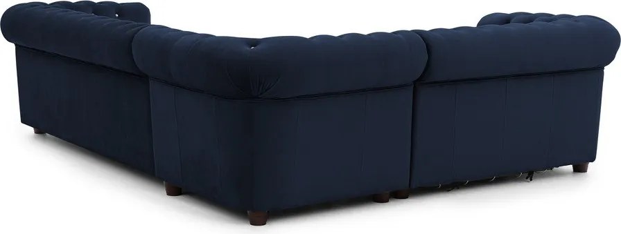 Син кадифен разтегателен ъглов диван (ляв ъгъл L форма) York Blik – Ropez