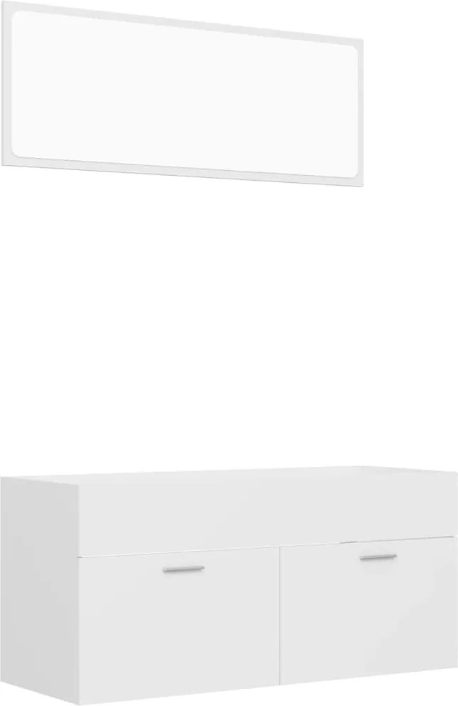 804809 vidaXL Комплект мебели за баня, бял, инженерно дърво