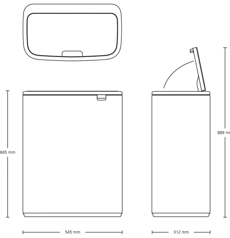 Сиво стоманено кошче за боклук, отваряне с докосване 60 l Bo Touch Bin – Brabantia
