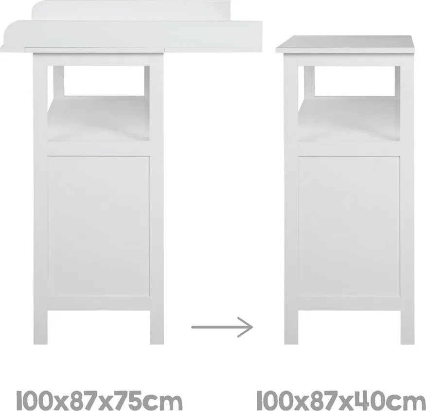 Бял детски скрин с маса за преповиване 75x100x87 cm Hamburg – Roba