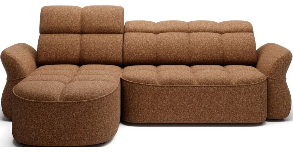 Жълт/кафяв кадифен сгъваем/с място за съхранение ъглов диван (ляв ъгъл) Beneth – ELTAP