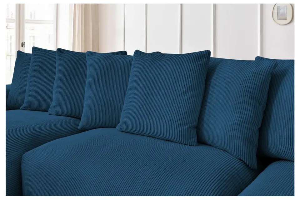 Тъмносин ъглов диван от рипсено кадифе Voltaire – Bobochic Paris