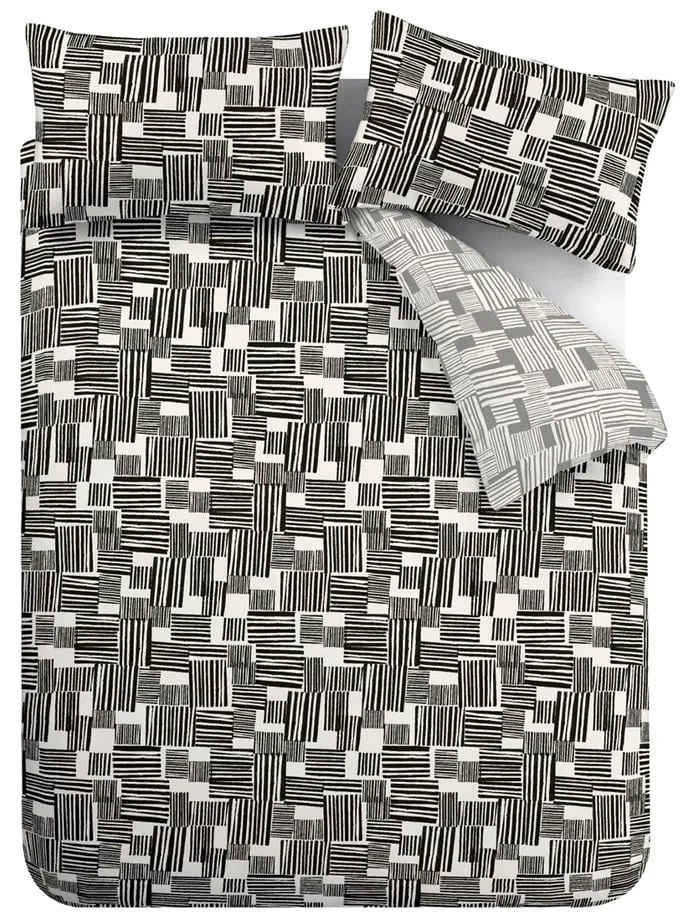 Черно-сиво единично спално бельо 135x200 cm Blocks – Catherine Lansfield