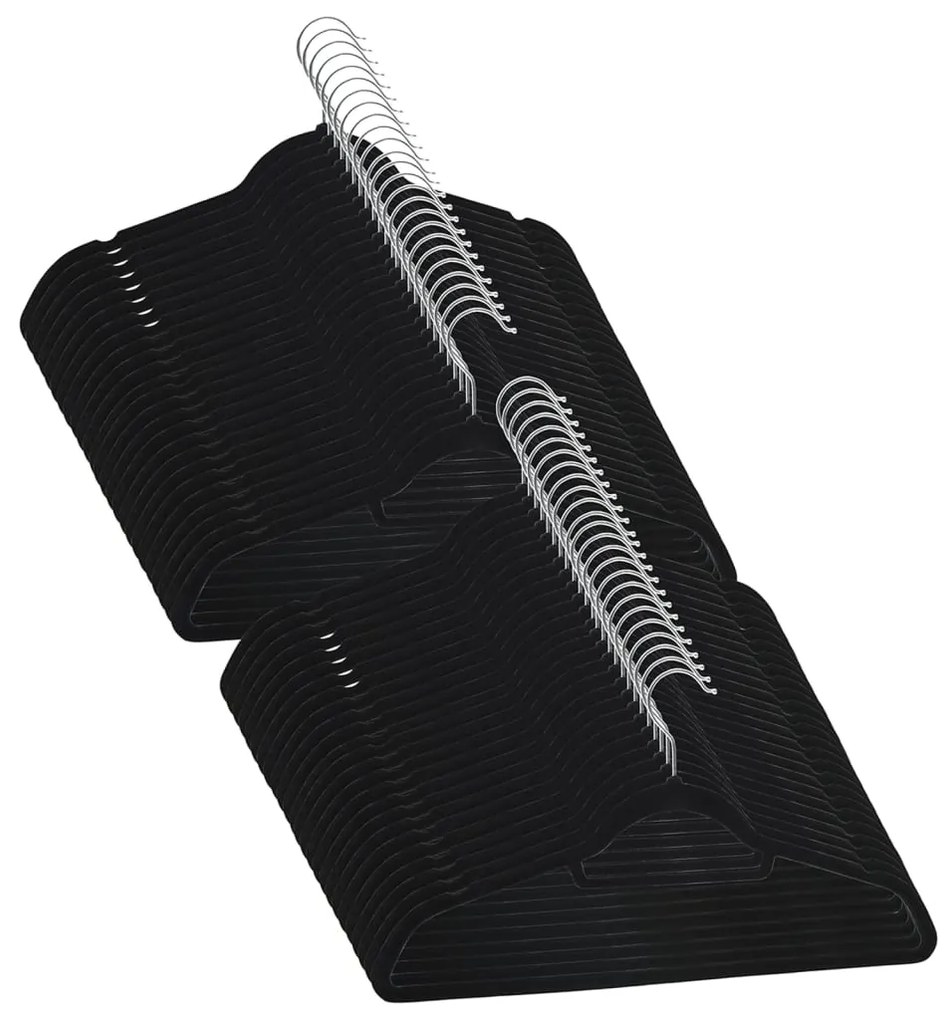 289921 vidaXL 50 бр Комплект закачалки за дрехи антиплъзгащи черно кадифе