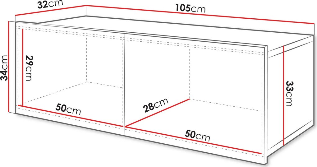 Хоризонтално стенно шкафче Calabrini-Кашмир