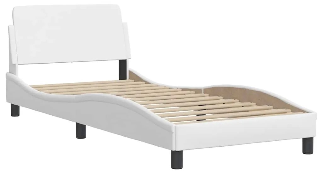 373099 vidaXL Рамка за легло Dover, бяла, 90x190 см изкуствена кожа