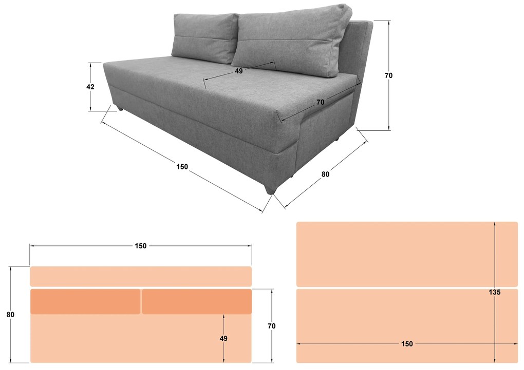 Разтегателно канапе Ками