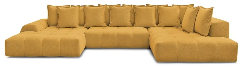 Шенилов сгъваем/с място за съхранение ъглов диван в цвят горчица (десен ъгъл/U форма) Everest – Bobochic Paris