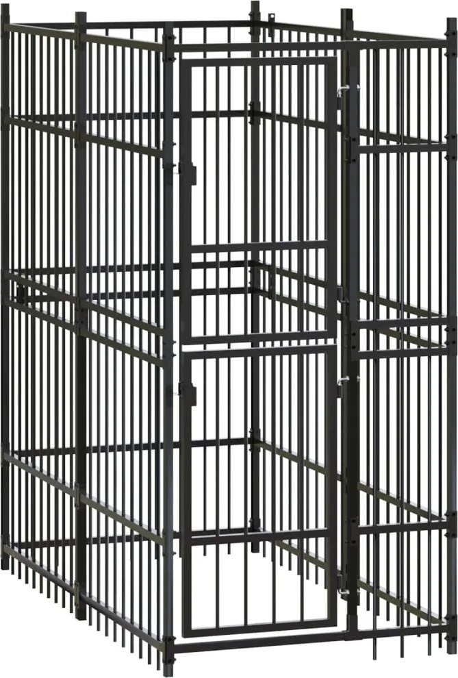 171472 vidaXL Дворна клетка за кучета, стомана, 1,84 м²
