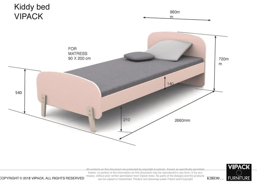 Детско легло Mint , 200 x 90 cm Kiddy - Vipack