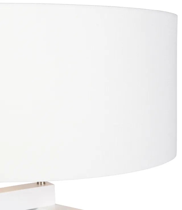 Подова лампа трипод бяло дърво с бял абажур 50 см - Puros
