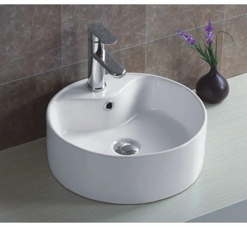 Мивка за баня ICB 803, монтаж върху плот, с отвор за смесител, порцелан, бял, 46.5x46.5x17см