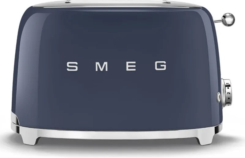 Тостер за хляб SMEG 50's Style TSF01NBEU, 950W, 2 филии, 6 нива, Тавичка за трохи, Вграден кабел, Неръждаема стомана, Тъмносин