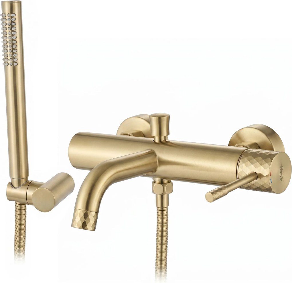 Смесител за вана Rea Lungo Diamond Brush Gold