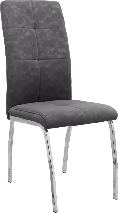 трапезен стол Alma PU Leather в сив цвят с метални хромирани крака 42x53x97см.