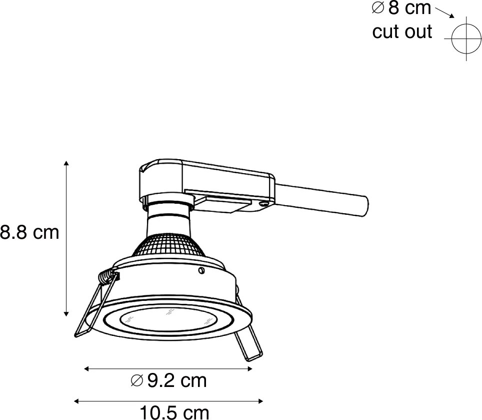 Комплект от 6 модерни вградени прожектора черни, въртящи се и накланящи се IP44 - Chuck