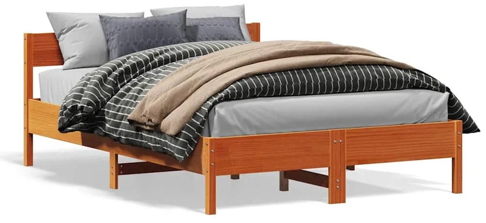 842745 vidaXL Рамка за легло без матрак, восъчнокафяв, 160x200 см, бор масив