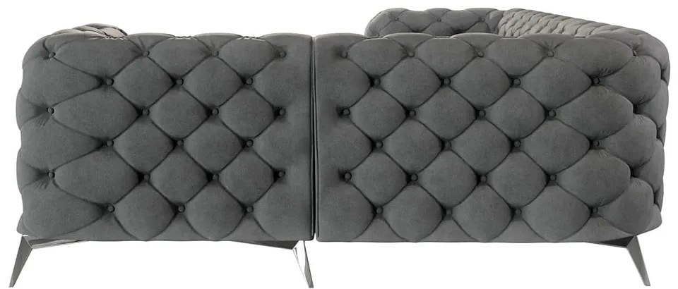 Сив кадифен ъглов диван (десен ъгъл/L форма) Chelsea – Ropez