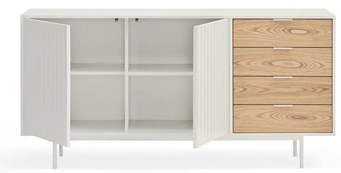 Бял/естествен нисък скрин от декор от дъб 159x80 cm Sierra – Teulat