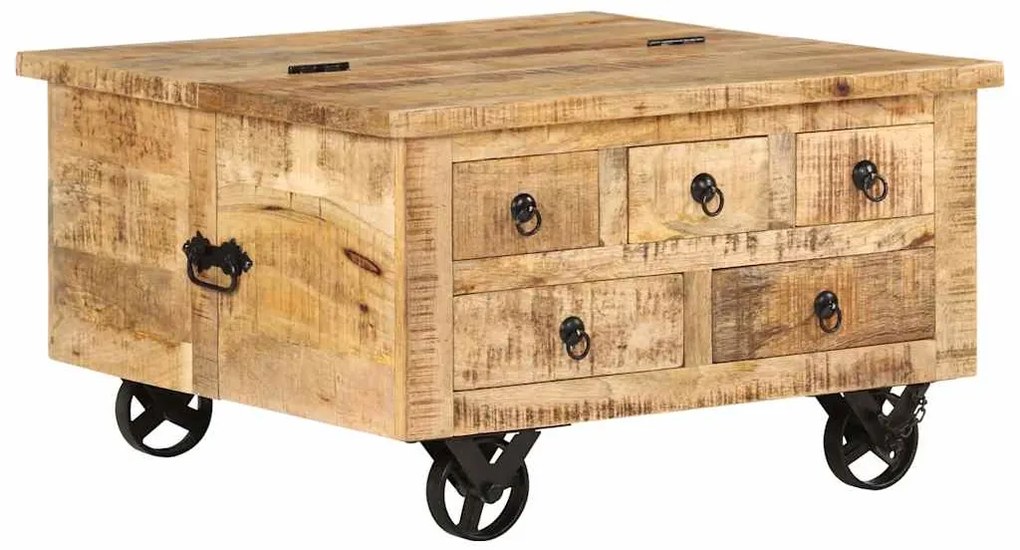 243979 vidaXL Маса за кафе грубо мангово дърво 70x70x40 см