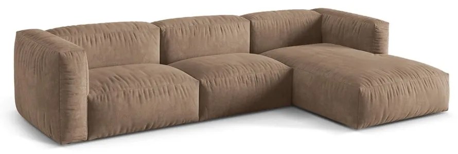 Светлокафяв кадифен модулен ъглов диван (десен ъгъл) Martina – Micadoni