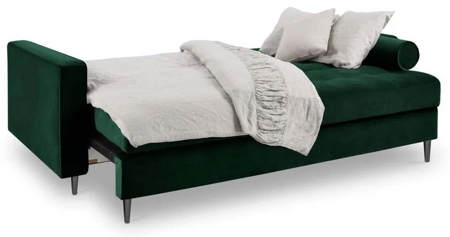 Разтегателен диван от зелено кадифе Santo - Milo Casa