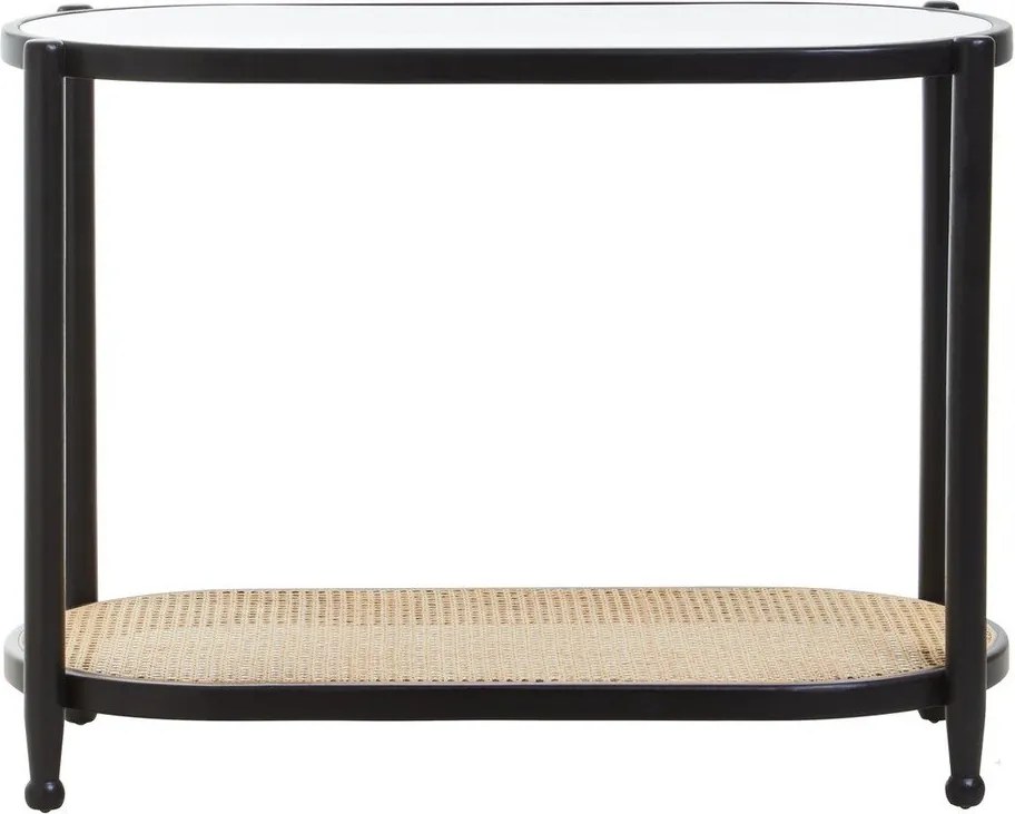 Черна/в естествен цвят конзолна маса със стъклен плот 49x100 cm Cebu – Premier Housewares
