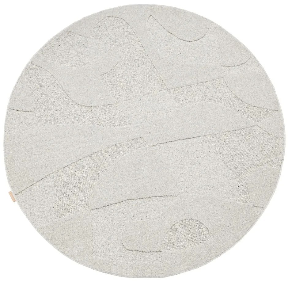 Светлосив вълнен кръгъл килим ø 120 cm Morphic Botanica – Agnella