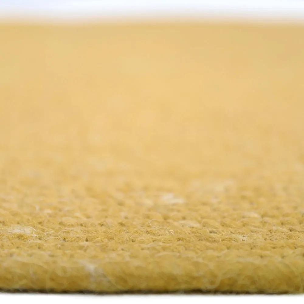 Ръчно изработен килим от вълна и памучна смес в горчично жълто, ø 110 cm Neethu - Nattiot