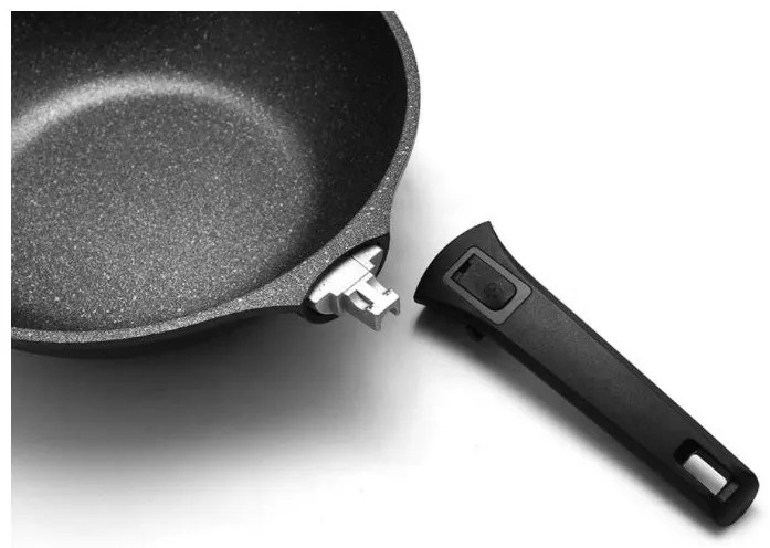 Уок тиган с капак и махаща се дръжка ZEPHYR ZP 4320 30NC, 30х10 см, Мраморно покритие, Индукция, Черен