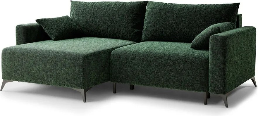 Тъмнозелен шенилов сгъваем/с място за съхранение ъглов диван (ляв ъгъл) Leon – Maison de Rêve