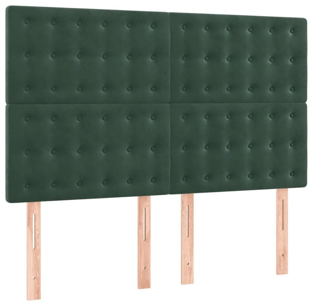 3116817 vidaXL Табла за легло, тъмнозелена, 144x5x118/128 см, кадифе