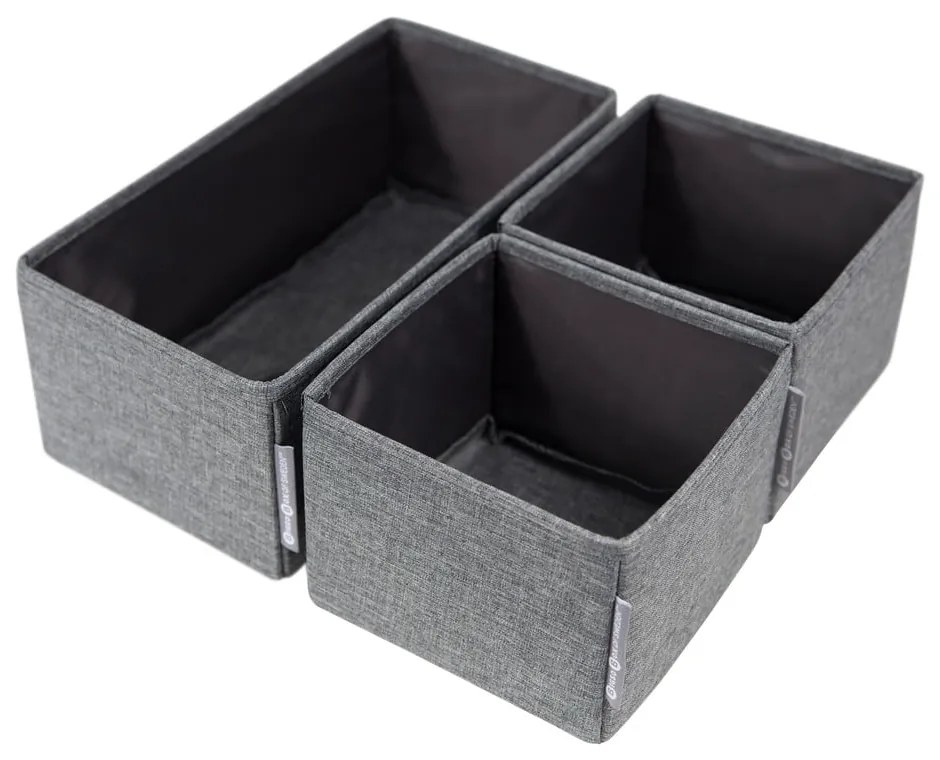 Комплект от 3 сиви органайзера за чекмеджета - Bigso Box of Sweden