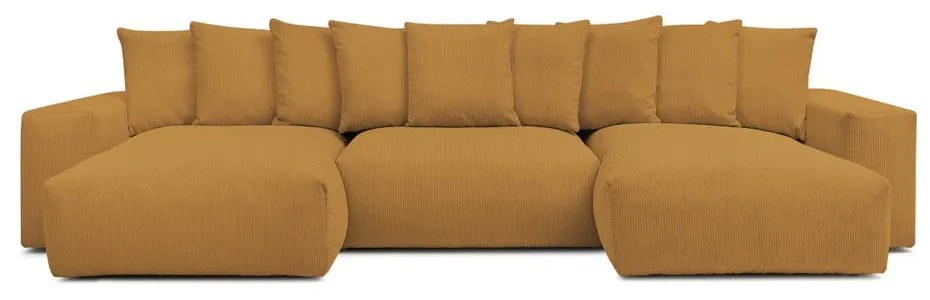 Ъглов диван от рипсено кадифе в цвят горчица Voltaire – Bobochic Paris
