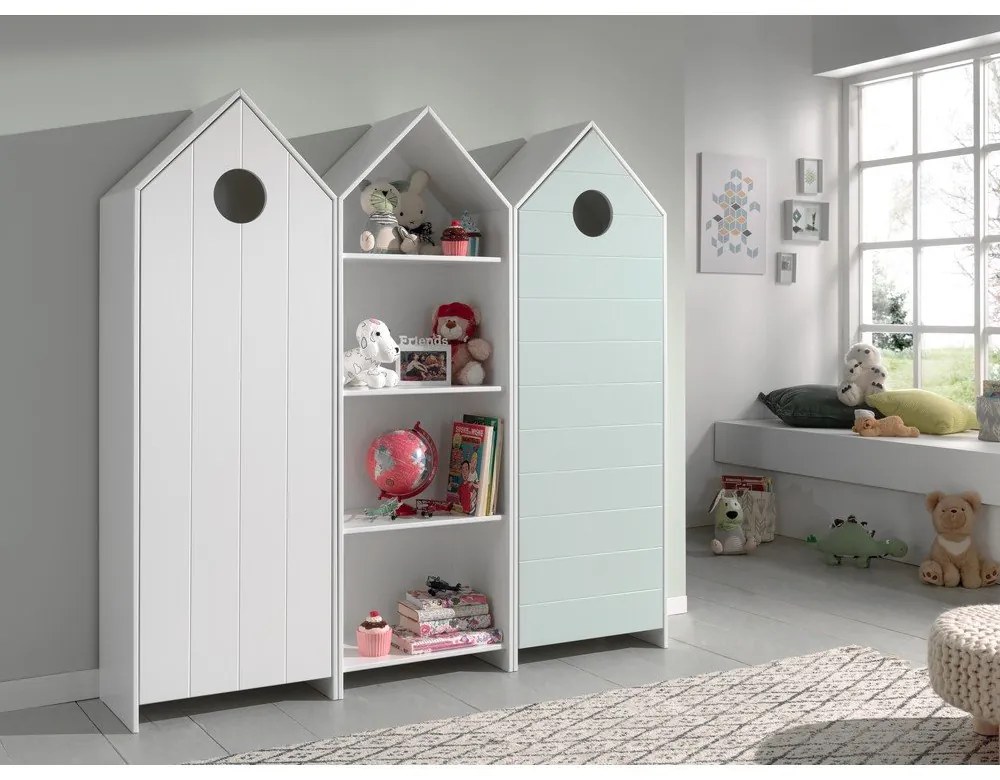 Отворен детски гардероб в бял и светлосин цвят 173x171,5 cm CASAMI – Vipack