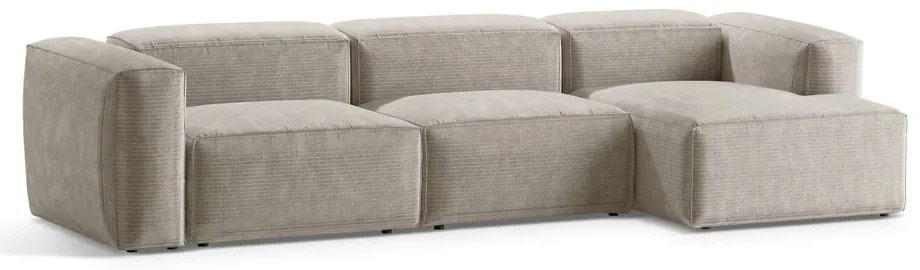 Бежов ъглов диван от рипсено кадифе (десен ъгъл) Bergano – Cosmopolitan Design