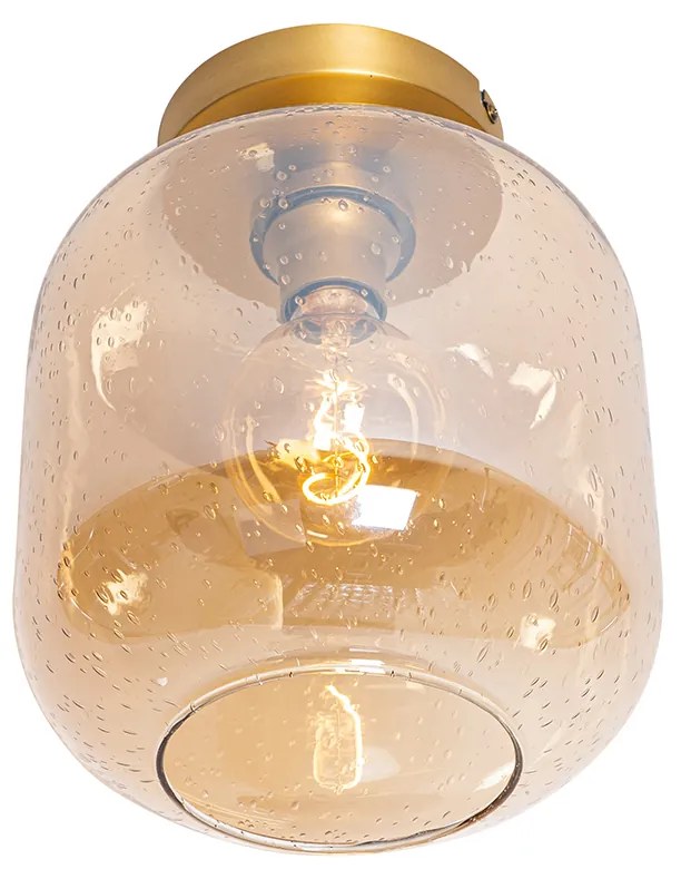 Дизайнерски таванна лампа месинг и кехлибарено стъкло - Zuzanna