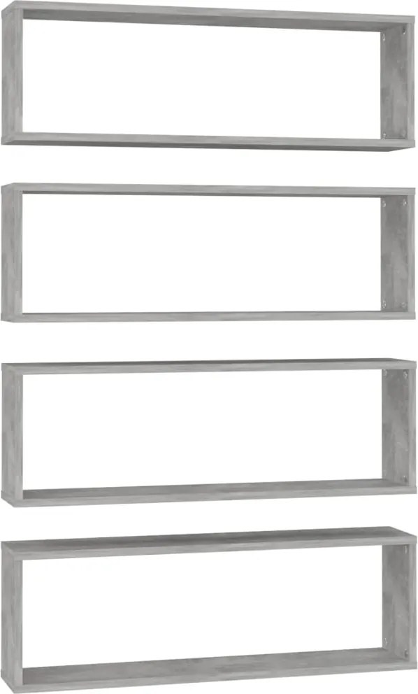 807119 vidaXL Стенни рафтове 4 бр бетонно сиви 80x15x26,5 см инженерно дърво