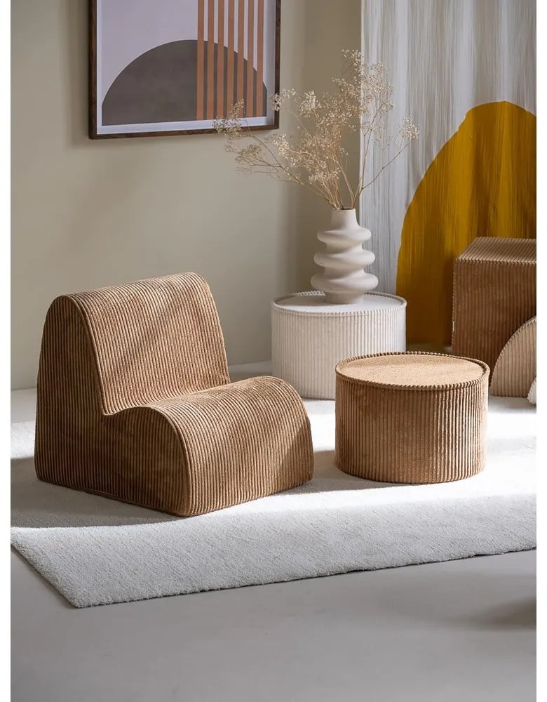 Кафяв детски стол от рипсено кадифе Cloud – Wigiwama