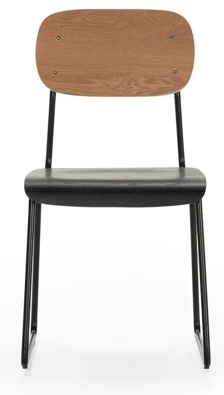 Трапезни столове в комплект от 2 бр. от декор от ясен в черен и естествен цвят Aira – Marckeric