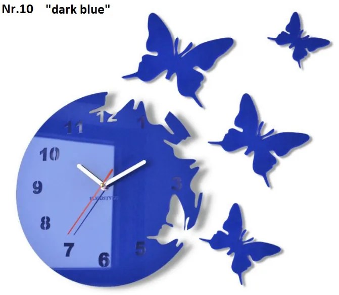 Самозалепващ се стенен часовник с мотив на пеперуда Злато