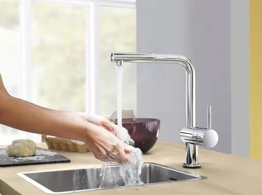 Кухненски кран Grohe Minta με σπιράλ-Glossy silver