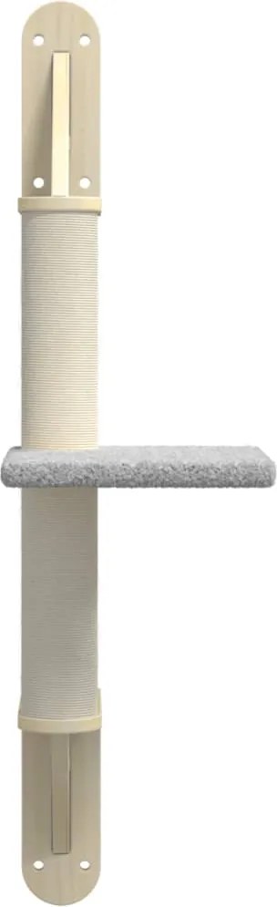 Котешко дърво за стенен монтаж с драскалка, светлосиво, 85,5 см